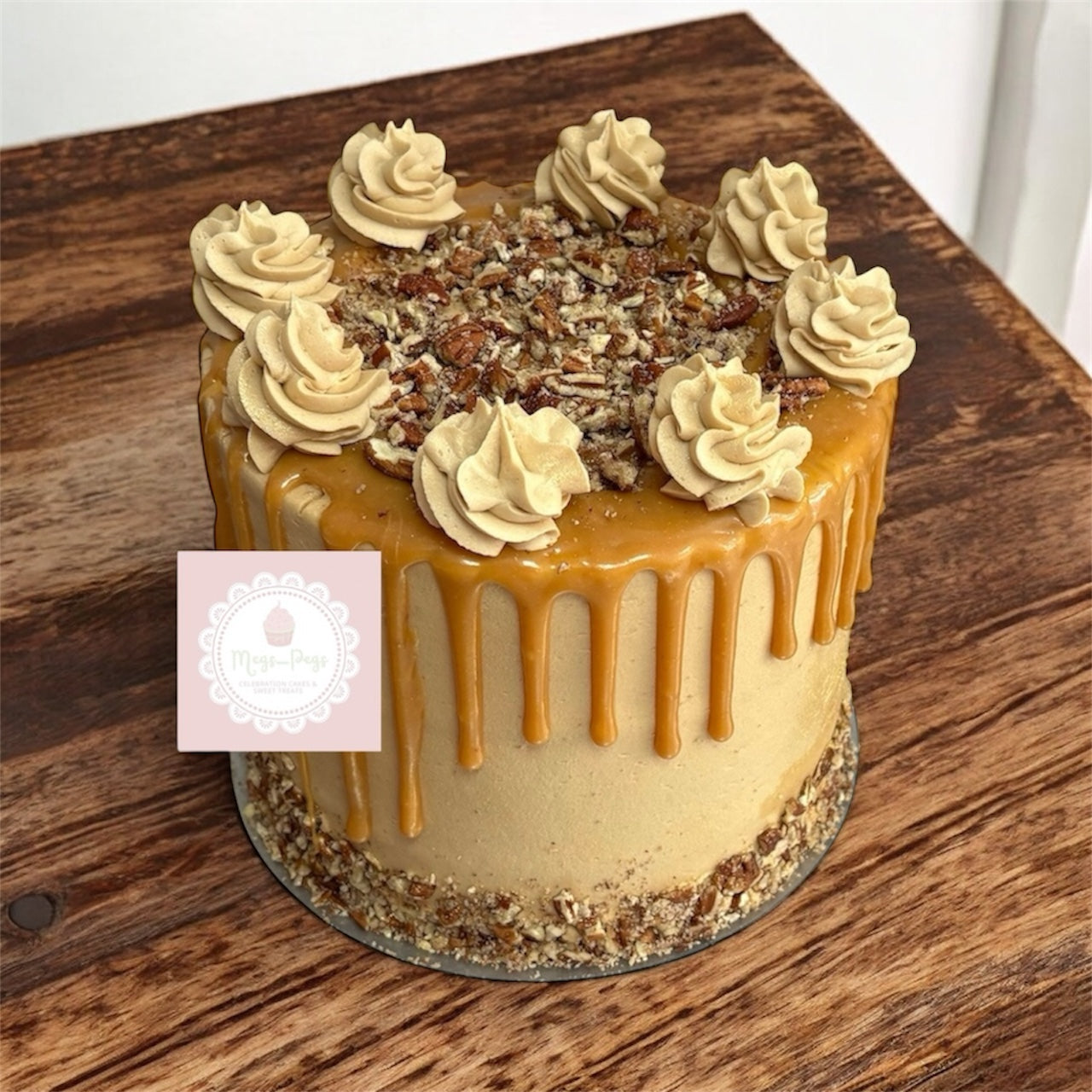 Coffee, Pecan & Caramel Drip Cake