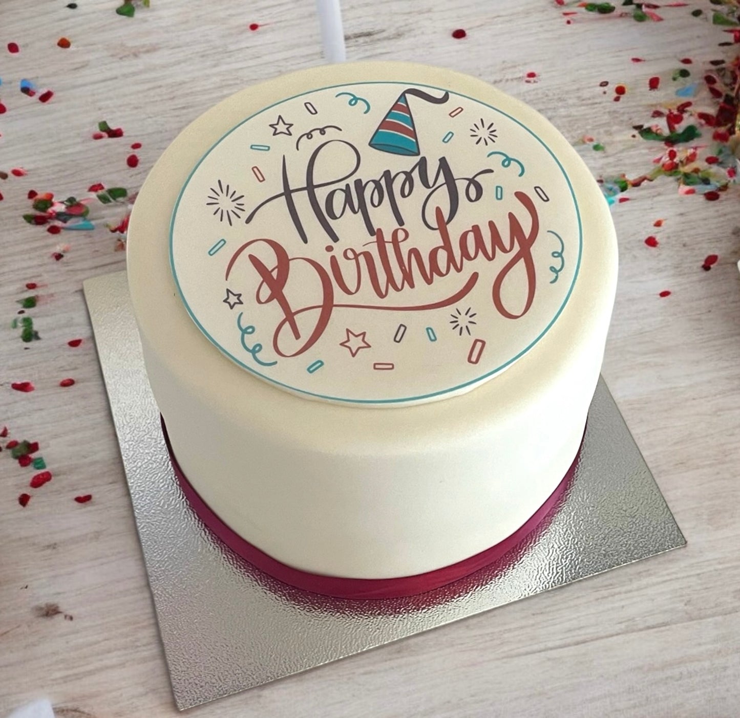 Fondant Covered Birthday Cake