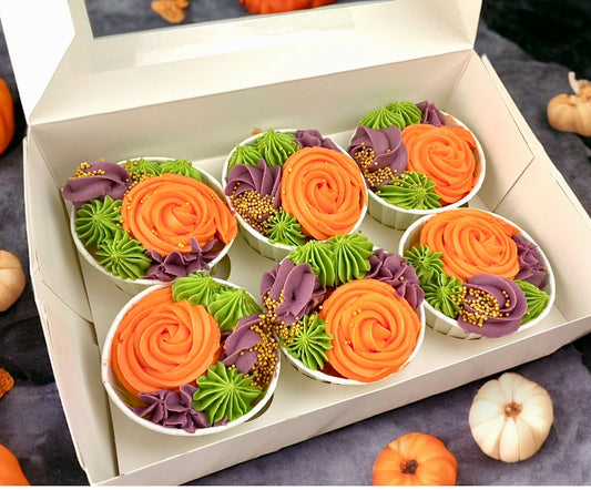 Mixed Colour Swirl Piped, Jam filled Cupcakes