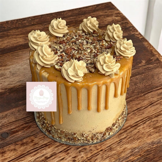 Coffee, Pecan & Caramel Drip Cake